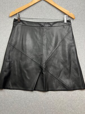 Zara Faux Leather Skirt Women#x27;s Size L A line Mini Skirt Zipper Closure $17.88