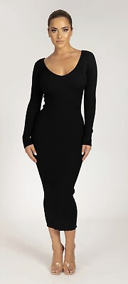 #ad Meshki NINA Black Long Sleeve Knit Maxi Dress WOMENS SIZE SMALL New with Tag $39.97