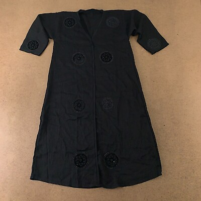#ad Girls Size 5 6 Black 3 4 Sleeve Rhinestone Embellished Modest Maxi Dress New $15.87