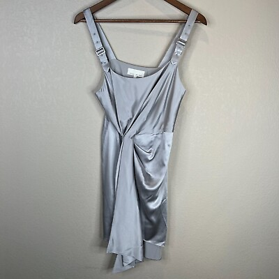 #ad Fleur du Mal Cocktail Dress Size 4 Platinum Asymmetrical Cascade Sleeveless Silk $60.00