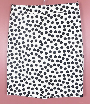 #ad SK19547 ANN TAYLOR Women Textured 100% Cotton Pencil Skirt Black Polka Dot 8 $16.96