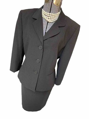 #ad Tahari ASL Skirt Suit Size 14 Two Piece Set 33X24 Executive Power Suit Pockets $61.99