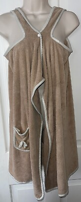 #ad Women#x27;s ONE SIZE S M L XL Towel Beach Shower Swim Cover Up Vest Dress Brown Tan $16.00