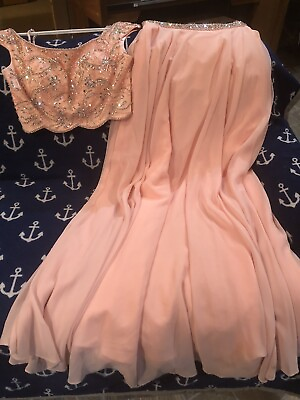 #ad Prom Dress Two Piece Evening Long Formal Cocktail Peachy Salmon Size Medium $75.00
