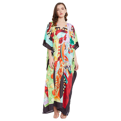 #ad Women Kaftan Lady Print Plus size Caftan Dress African Dashiki Boho Maxi Dress $15.49