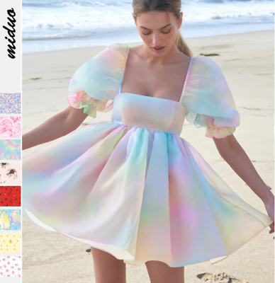 Women#x27;s Dresses Beach Dress Holiday Square Neck Puff Sleeves Short Style Summer $26.09