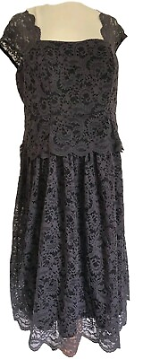 #ad Lace Cocktail Dress Brown 1X Wedding Party Plus Yellow Star Dance Feminine Chic $46.00