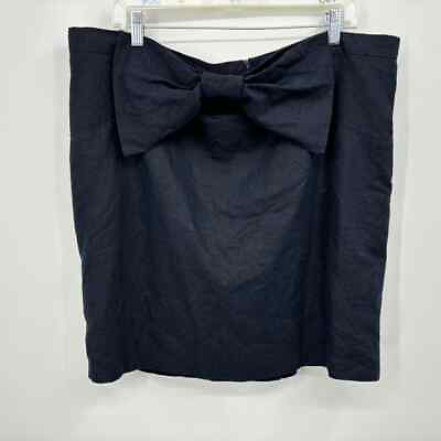 #ad ASOS Bow Front Mini Skirt Plus Size 16 Navy Blue Linen Blend $24.99