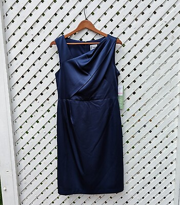 #ad NWT J Taylor Midnight Blue Draped Bust Evening Dress Size 10 Wedding Sleeveless $14.40