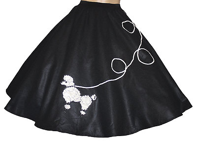 #ad #ad 4 Pcs BLACK 50s Poodle Skirt Outfit Size Large Waist 35quot; 45quot; Length 25quot; $48.99
