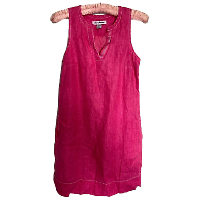 Tommy Bahama Seaglass Linen Shift Dress Hot Pink Sleeveless Coastal Beach XS $50.00