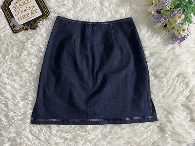 #ad girls blue denim jean skirt modest knee lengt size m $7.99
