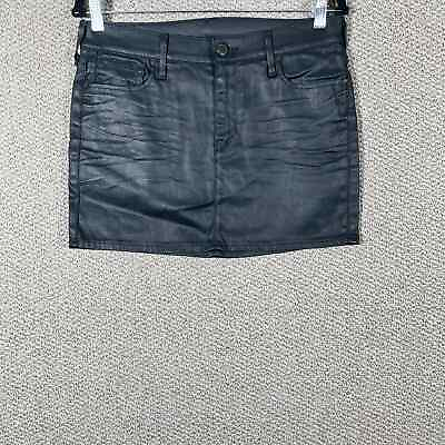 #ad True Religion Coated Mini Skirt Womens Size 30 Black Denim Pockets Unlined Y2K $38.88