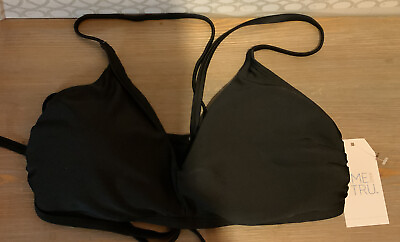 #ad 🌍 Time amp; Tru Women#x27;s Core Triangle Swimsuit Bikini Top Black Medium 8 10 $13.99