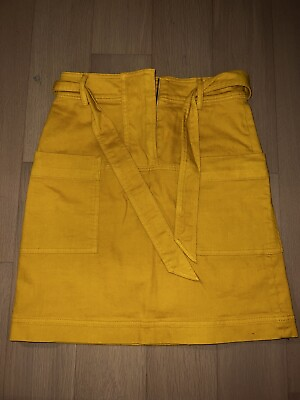 #ad Tory Burch Colette Skirt Size 2 Gold Mustard Yellow Denim High Waist Pockets $150.00