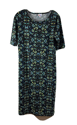 Lula Roe Women’s Black Floral Short Sleeve Maxi Summer Dress SZ LG $19.99