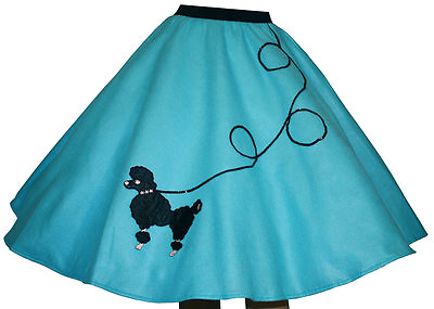 #ad #ad 4 Pcs AQUA BLUE 50s Poodle Skirt Outfit Size Large Waist 35quot; 42quot; Length 25quot; $48.99