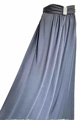 #ad Vintage Skirt Long Black with Diamante Buckle Lined Fit 8 10 Waist 26quot; GBP 12.00