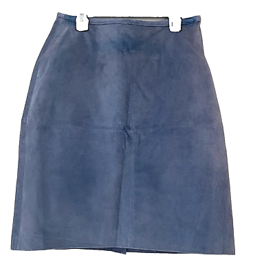 #ad Vintage 90s Women’s Blue Suede Pencil Skirt 2P Lined A Bernardo Slate 28x20 $23.93