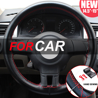 Black Red 38cm DIY PU Leather Warming Car Steering Wheel DIY Cover Fit ford $29.99