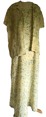 #ad Floral Y2K Long Maxi Dress XL Cottage 2 Piece Jacket Vintage $47.00