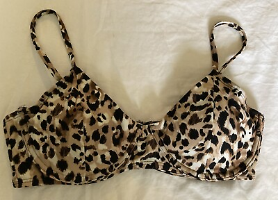 #ad Time amp; Try Womens Brown Multicolor Animal Print Bikini Top Only Size 4 6 $9.00