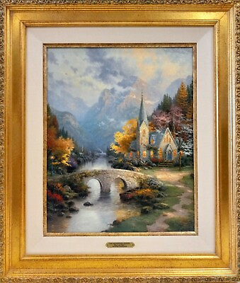 #ad The Mountain Chapel Chapels of Nature I Thomas Kinkade LTD ed Framed COA Canvas $890.00