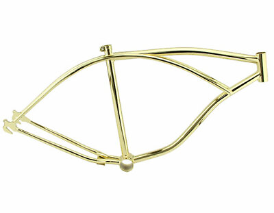 #ad NEW VINTAGE LOWRIDER STEEL 26quot; BEACH CRUISER BICYCLE FRAME IN GOLD. $163.99