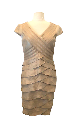 #ad London Times Women#x27;s Cocktail Dress Size 10 Stunning Gold Layered Ruffle $29.00