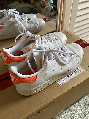 Adidas Stan Smith neon Orange Casual White Sneakers Women’s 6 $30.00