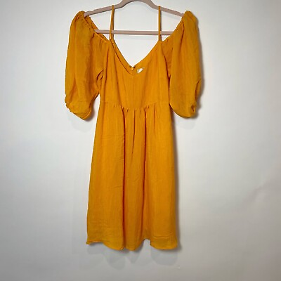 Anthropologie Moulinette Soeurs Carina Mini A line Dress XS Yellow Cold Shoulder $28.00