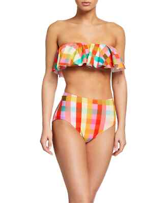 #ad Kate Spade Colorful Plaid Bandeau Bikini Set 11601 Size Medium $129.99