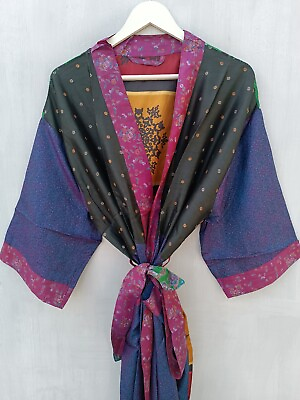 #ad Woman#x27;s Clothing Bikini Cover Up Beach Party Gown Soft Sari Silk Kimono B 2455 $29.74
