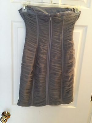 #ad BCBG Gray Smoke Corset Polyester Strapless Mini Cocktail Dress 2 NWOT $298 Solid $65.53
