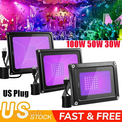 UV LED Black Light Floodlight 30W 50W 100W Christmas Party DJ Dance Glow Light $11.99