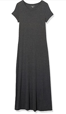 #ad Amazon Essentials Women#x27;s Short Sleeve Maxi Dress XL Charcoal Heather $17.88