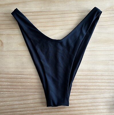 #ad Aerie Cheekier Black High Cut Bikini Bottoms Size S $13.00