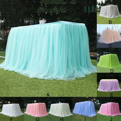 #ad #ad Tulle Tableware Cover Table Skirt Baby Shower Wedding Birthday Party Home Decor $19.39