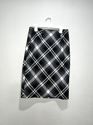 #ad White House Black Market Black White Plaid Skirt Women Size 2 $17.99