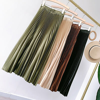 #ad A line Skirt Comfy Dressing Up High Waist Solid Color Fashion Skirt Polyester $20.86
