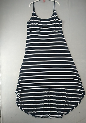 #ad Forever 21 Maxi Dress Womens Size 3X Black White Striped 100% Rayon Strappy $16.48