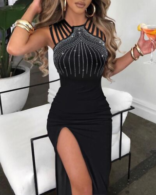 #ad Women Sleeveless Dresses Plus Size Ladies Evening Party Cocktail Long Maxi Dress $29.68