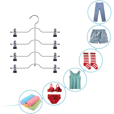 #ad 6 Tier Skirt Pants Shorts Hangers Space Saving No Slip Storage Metal Skirt Rack $15.39