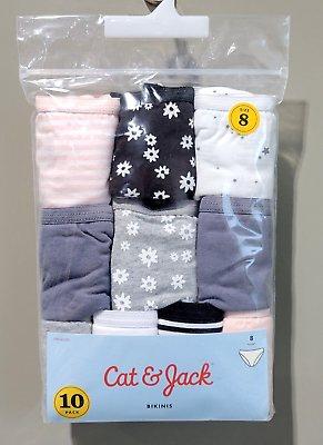 #ad #ad Cat amp; Jack Girls Size 8 Bikini Panties Multi Neutral Colors amp; Design 10 Count $13.01