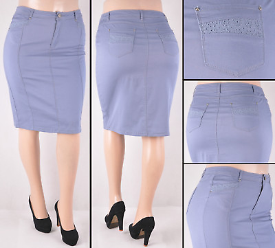 New Women 25quot; Knee Length Skirt Pencil Straight Stretch Office lace trim WG77252 $12.99
