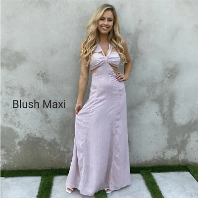 #ad New Honey Punch Blush Maxi Dress Size Medium $39.99
