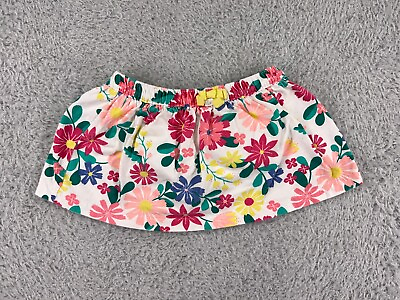 #ad Carters Skirt Girls 12 White Colorful Floral Elastic Waist 100% Cotton Summer $8.24