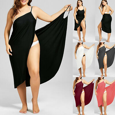 Women Swimwear Beach Bikini Cover Up Sarong Wrap Sling Wrap Midi Dress Plus Size $17.19