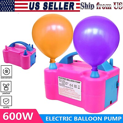 110V 600W Portable Electric Balloon Pump Two Nozzle Air Blower Inflator Party $18.99
