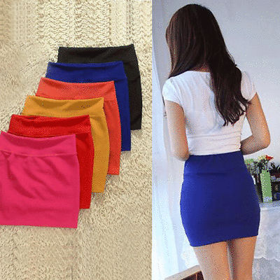#ad Plain Stretch Mini Skirts Summer Sexy Hip Bodycon Skirts For Women Office $8.36